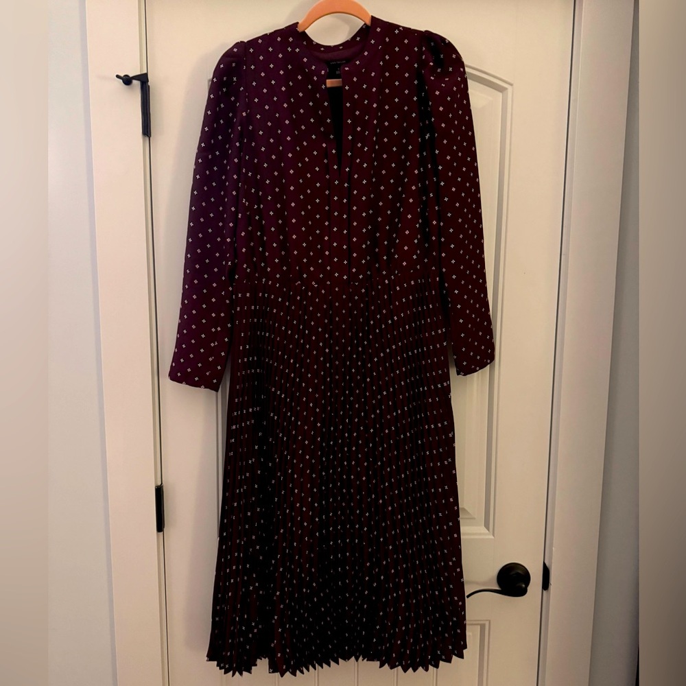 Ann Taylor Burgundy Polka Dot Dress (size 10)